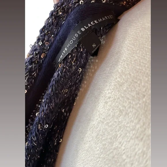 WHBM Blue and Silver Metallic Long Cardigan - Picture 6 of 6